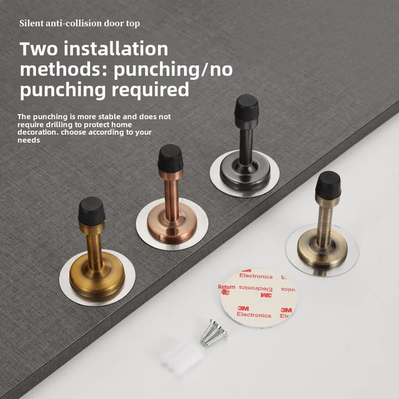 Stainless Steel Door Stops Wall Mounted Door Stopper with Rubber Holder and Catch Floor Fitting with Screws for HomeBedroom door stopper