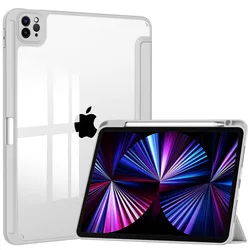 Premium Trifold Stand Back Shell Case with Pencil Holder - iPad Air13(M3.2025) (Light Grey)