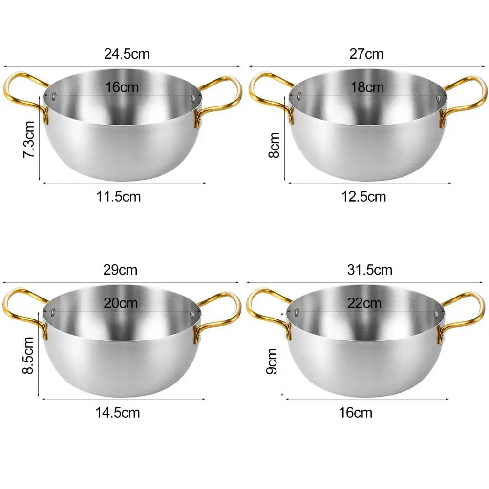Stainless Steel Seafood Rice Pot Home Cooking Paella Pan Picnic Snack Plates Cookware Saucepan Dry Pots with Handle for Kitchen