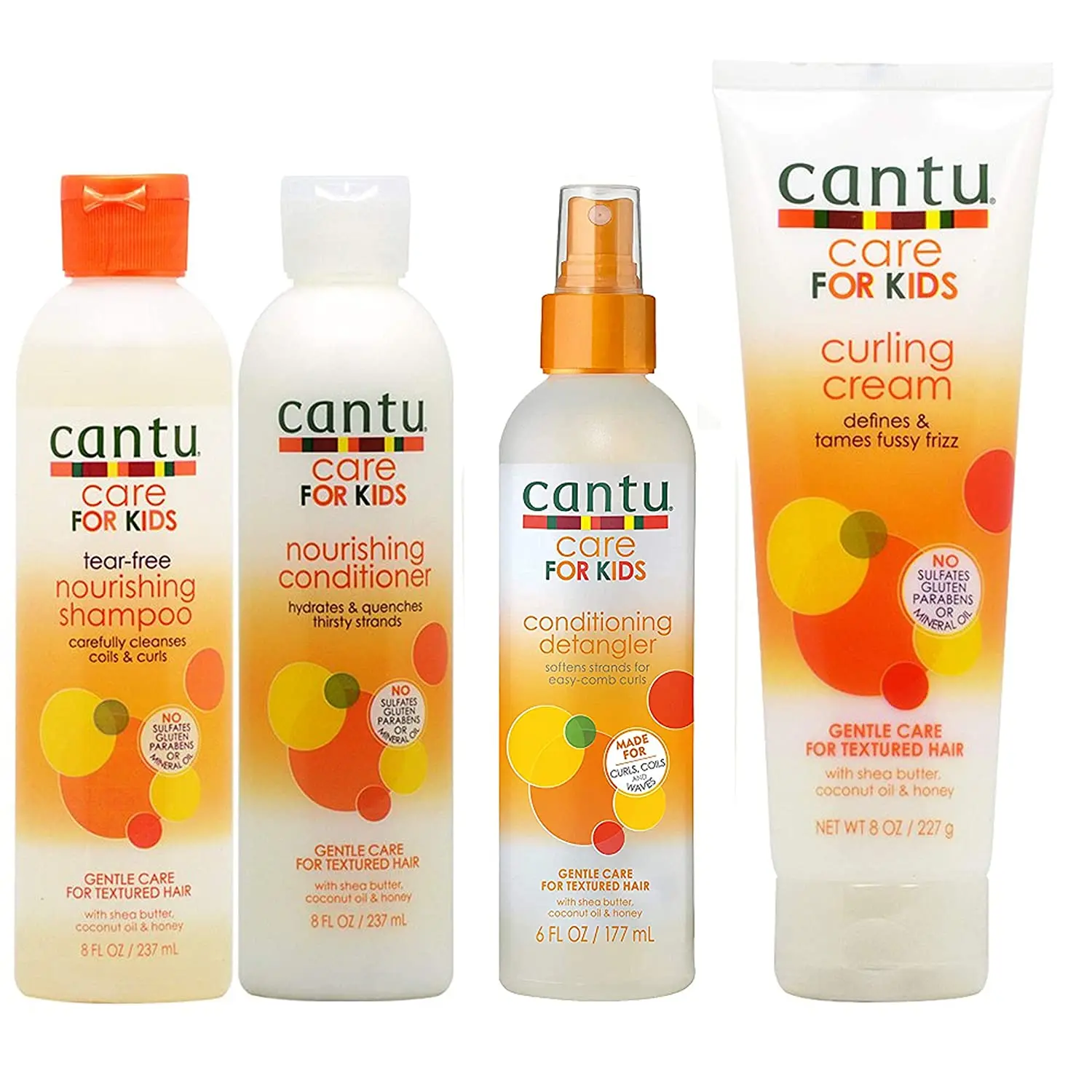 

Cantu Care for Kids Shampoo+Conditioner+Leave-in Conditioner+Detangler+Curling Cream Hair Reducing Breakage for Kids