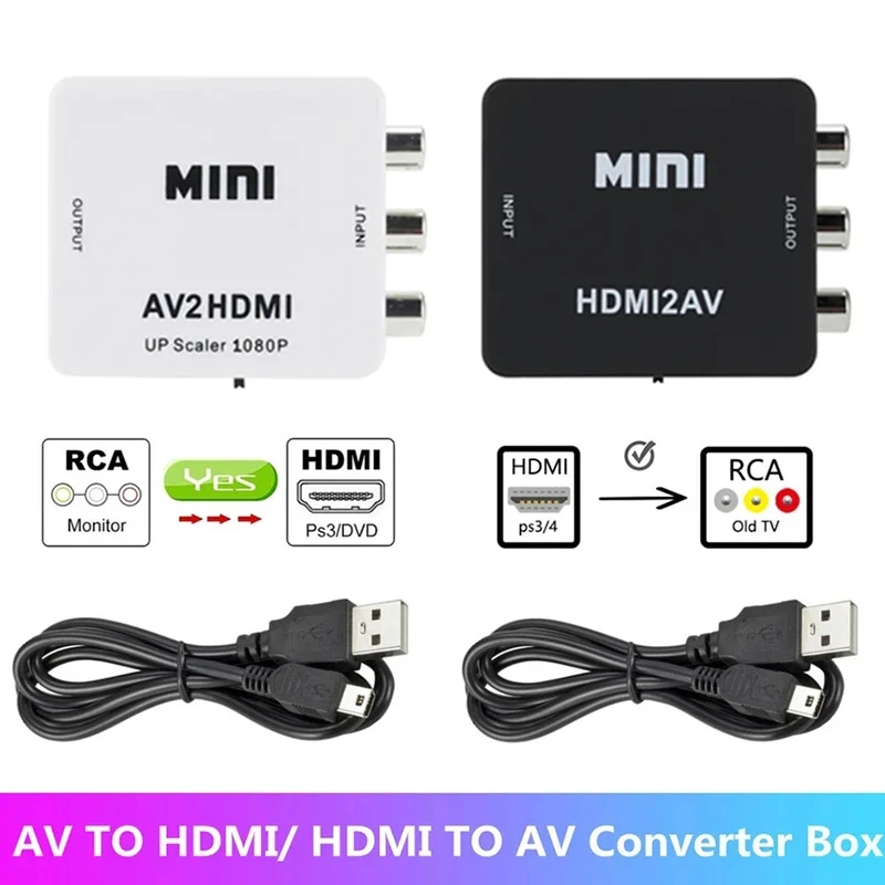 HD 1080P HDMI-compatible To RCA AV Composite Adapter Converter HDMI2AV AV2HDMI Audio Video Cable CVBS AV Adapter USB Cable