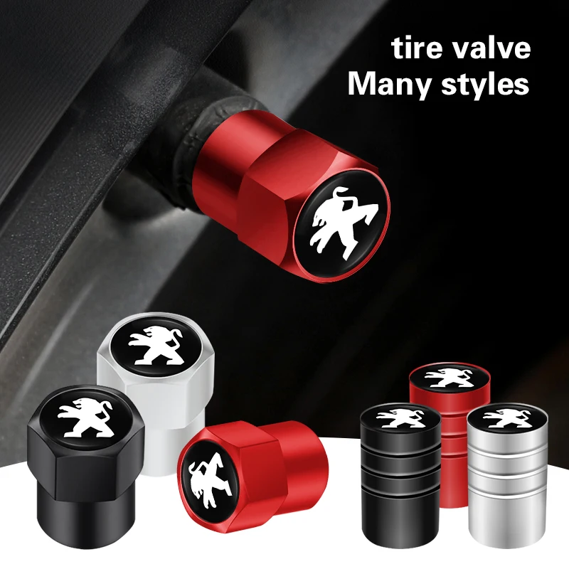 4pcs 3D Metal Car Tire Valve Caps Wheel Dust Cover For Peugeot 307 108 208 407 206 508 106 301 607 408 107 205 807 406 207 308 car wheel valve cap