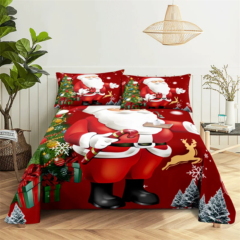 

Santa Claus Bed Sheet Set Bedding Set Bed Flat Sheet Christmas Decorations Girl Bedsheet Bedding King Bed Sheets and Pillowcases