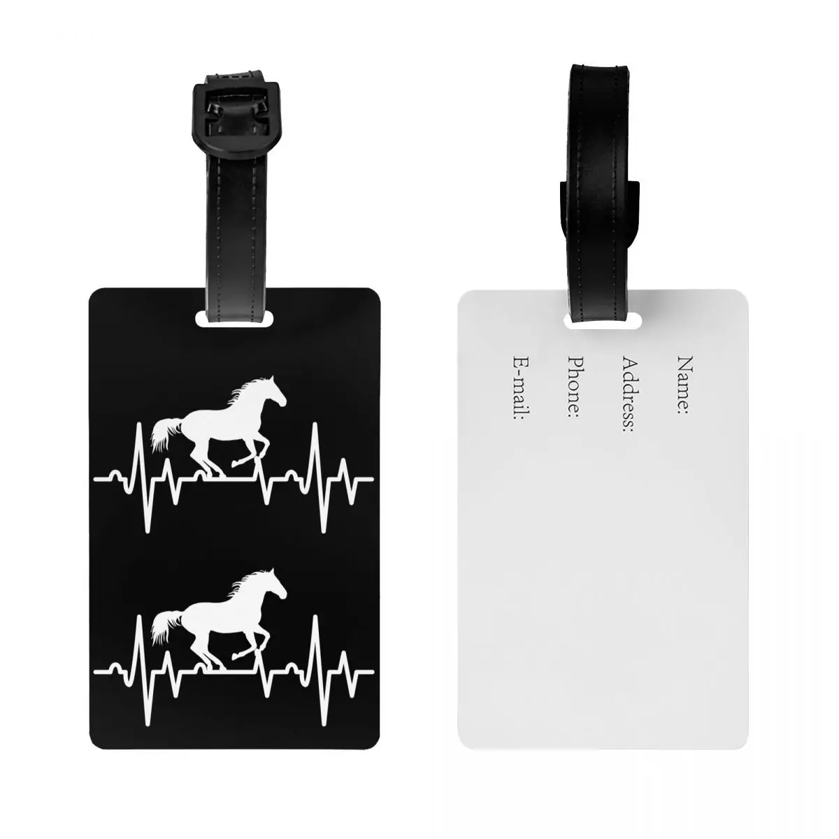 Custom Horse Heartbeat Luggage Tag for Suitcases Riding Privacy Cover Name ID Card