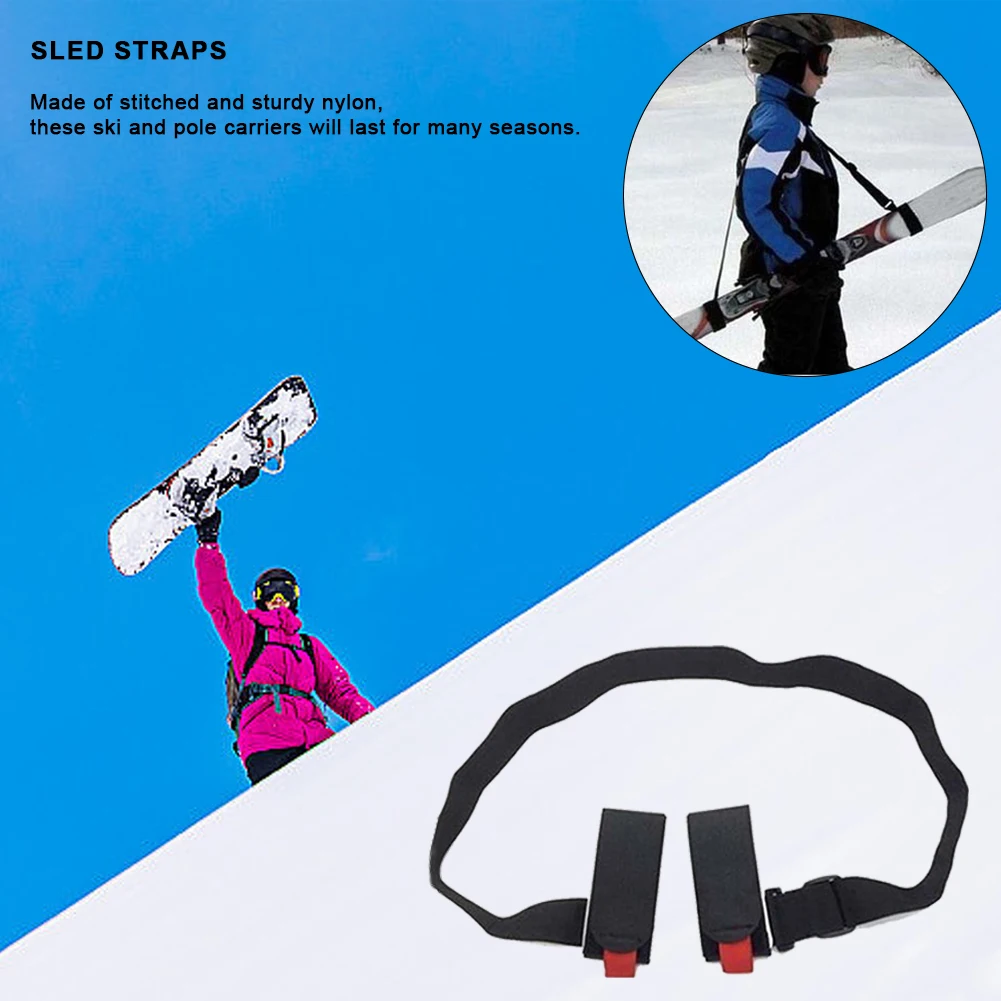 Ski Handle Straps Ski Pole Carrier Adjustable Shoulder Hand Carrier Lash Straps Snowboard Porter Hook Loop Skiing Accessories