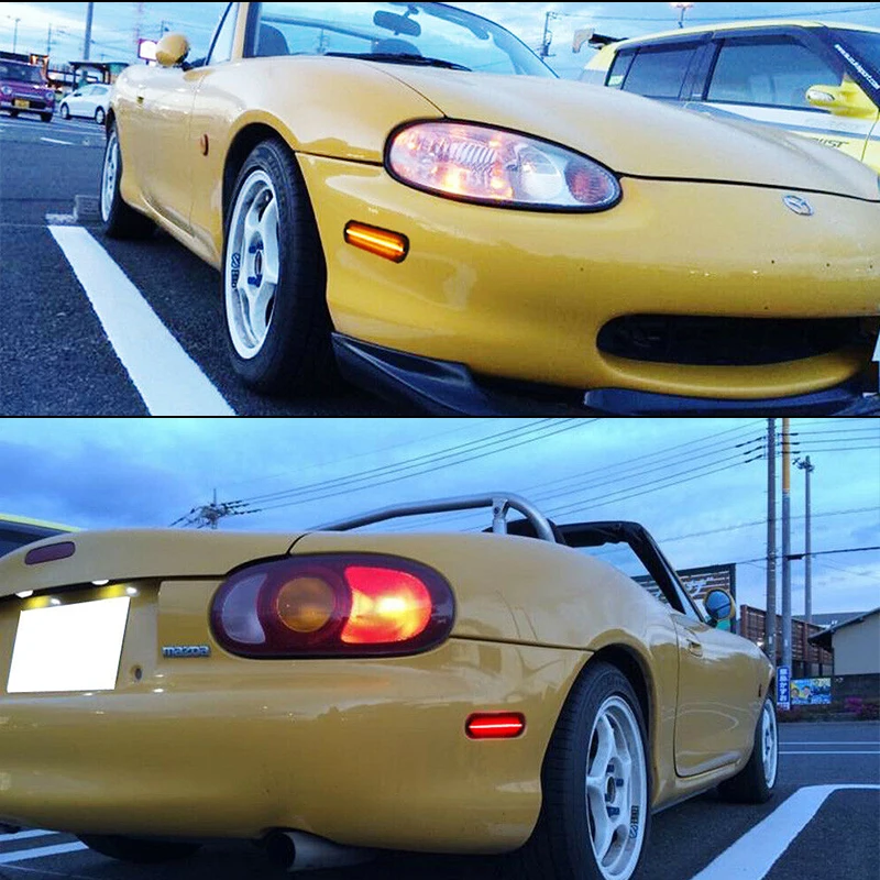 For Mazda Miata MX-5 MX5 1990-2005 Clear & Smoked Lens LED Side Marker Lamp Ambe