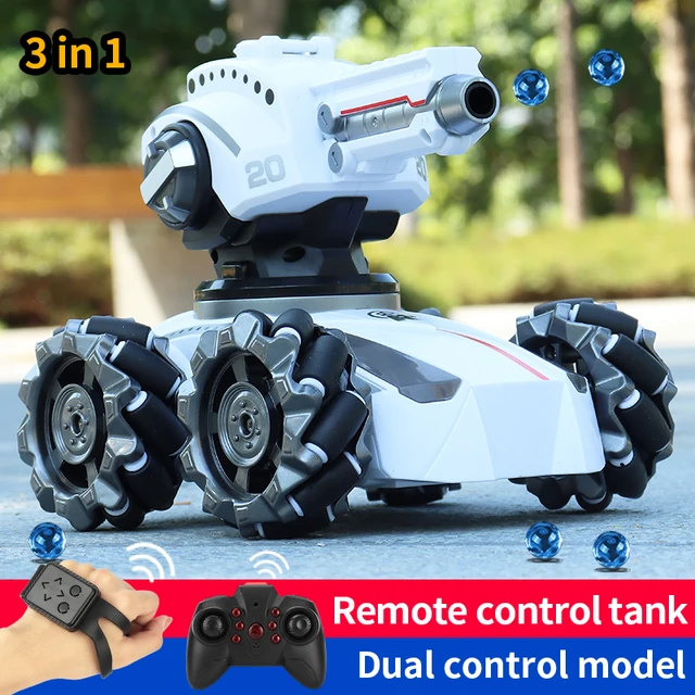 3 in1 RC Car Tank 4WD Remote Controlled Tank 2.4G Gesture RC Stunt Drift Car Water Bomb Tank Bubble Toys for Children Kid Adults 3
