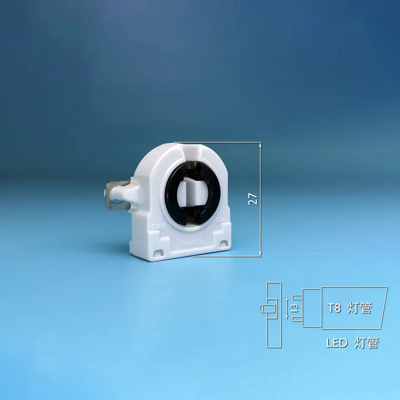 Portalámparas Para Tubo Fluorescente T8 - Casquillo G13, Color Blanco, Conexión A Presión