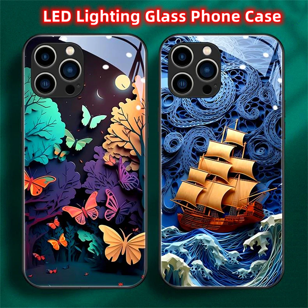 Psychedelische Sternenhimmel Leuchtende Handyhülle LED-Licht Glas Stoßfeste Abdeckung für Samsung S26 S25 S24 S23 S22 S21 FE Plus Ultra – Detail 35