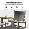 Aluminum Frame 4-Seat Outdoor Glider Bench with Canopy Sling Seat Retro Metal Patio Swing Chair Garden Furniture 3