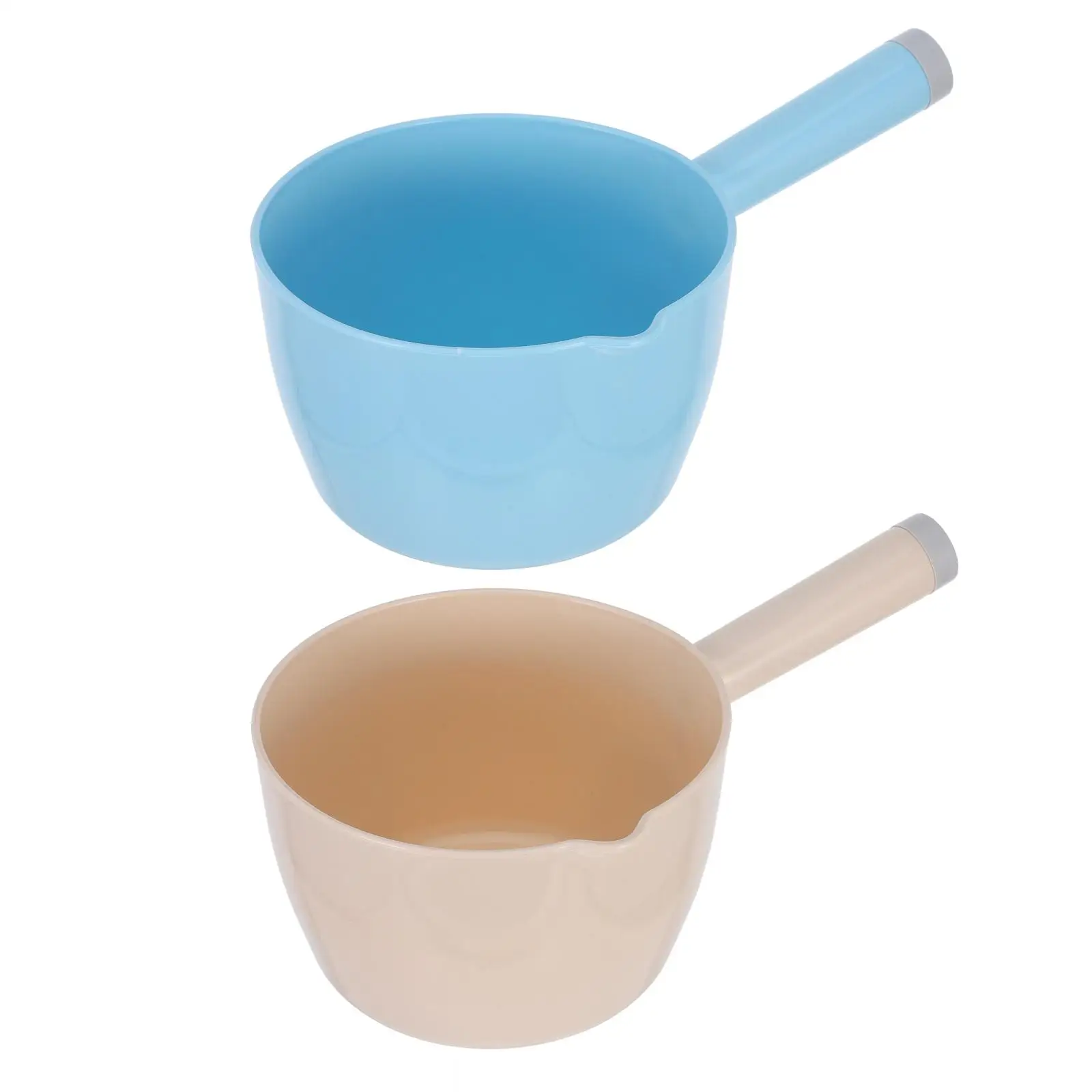 2 Pcs Water Scoop Ladle Plastic Home Kitchen Japanese Style Blue Small Beige PP Large Capacity For Flower Vegetable