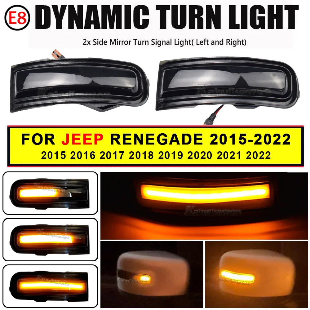 2Pcs For Jeep Renegade 2015 20162022 Sequential Flash Side View Mirror