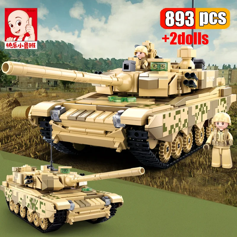 

Sluban 893Pcs 2 in 1 Military 99A Main Battle Tanks Building Blocks Army Soldiers Figures Assembly Model Bricks Toys Boys Gifts