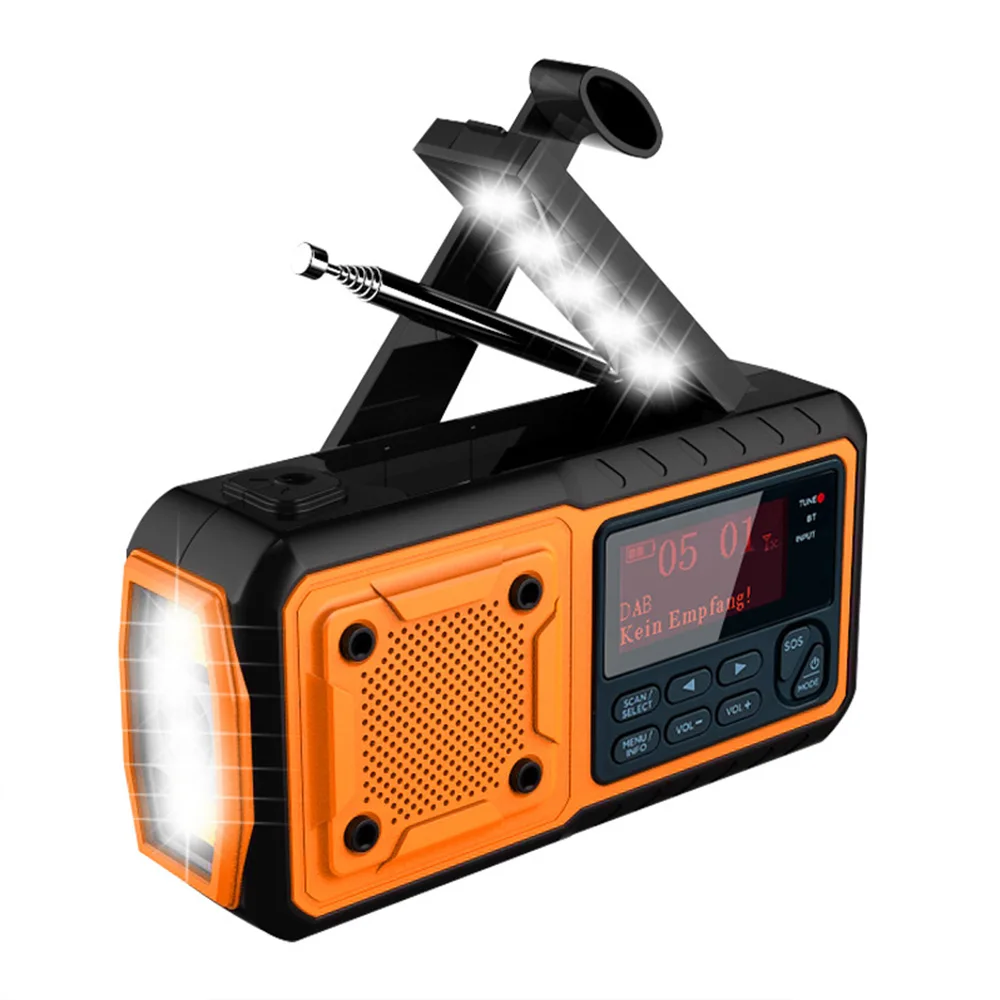 רדיו חירום סולור ידני רדיו נייד FM AM רדיו נטען פנס SOS אזעקת בנק כוח רמקול דרופשיפינג