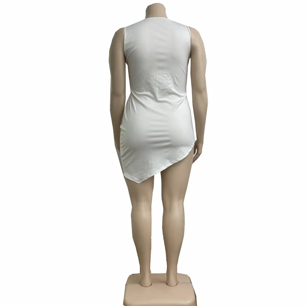 Wmstar Plus Size Dresses for Women V Neck Black Sexy Super Stretch Sleeveless Mini Dress Summer Clothes Wholesale Dropshipping