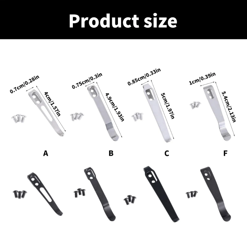 4 Types 420 Stainless Steel Knife Pocket Clip Back Clamp 3Pcs M2.5 Screws DIY Make Replace Accessories Parts carabiner belt clip,tarpaulin clips,camping tent clips,carabiner clips,hat clip,zipper clip,drinking tube clip