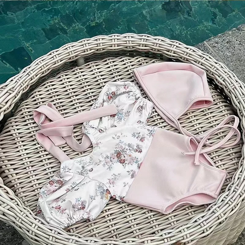Little Girl's One-Piece Swimsuit Soft Silk Swimming Wear with Free Swimhat