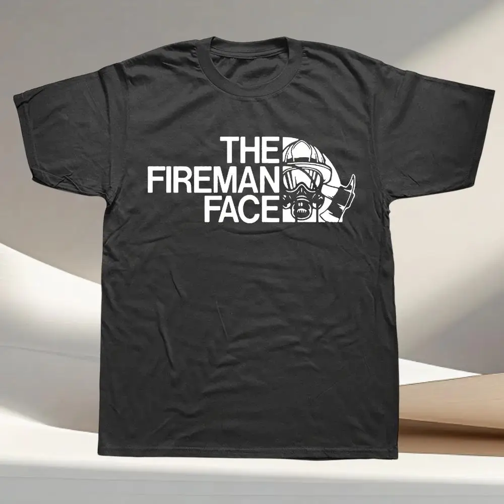 Funny Gifts Fireman The Firefighter Face T Shirts Graphic Streetwear Short Sleeve Style T-shirt Mens Clothing Harajuku