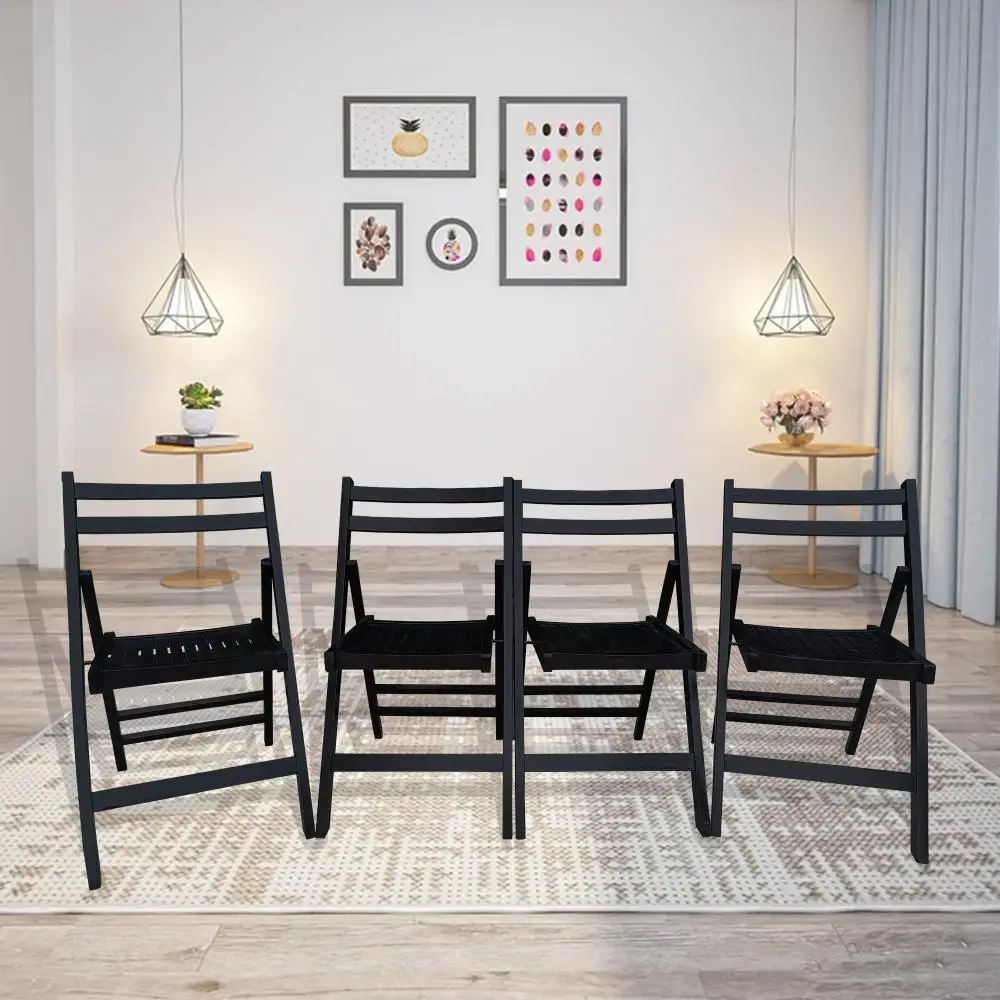 4 Piece Folding Garden Chairs Furniture Set Slatted Wood Folding Special Event Chair Folding Chair Wood Outdoor Seat Chairs 3