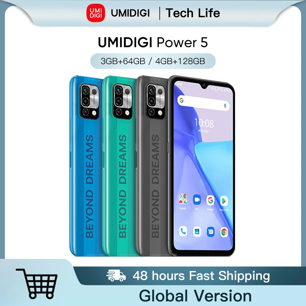 Новый смартфон UMIDIGI Power 5 глобальная версия полный экран Android 11 Helio G25 тройная