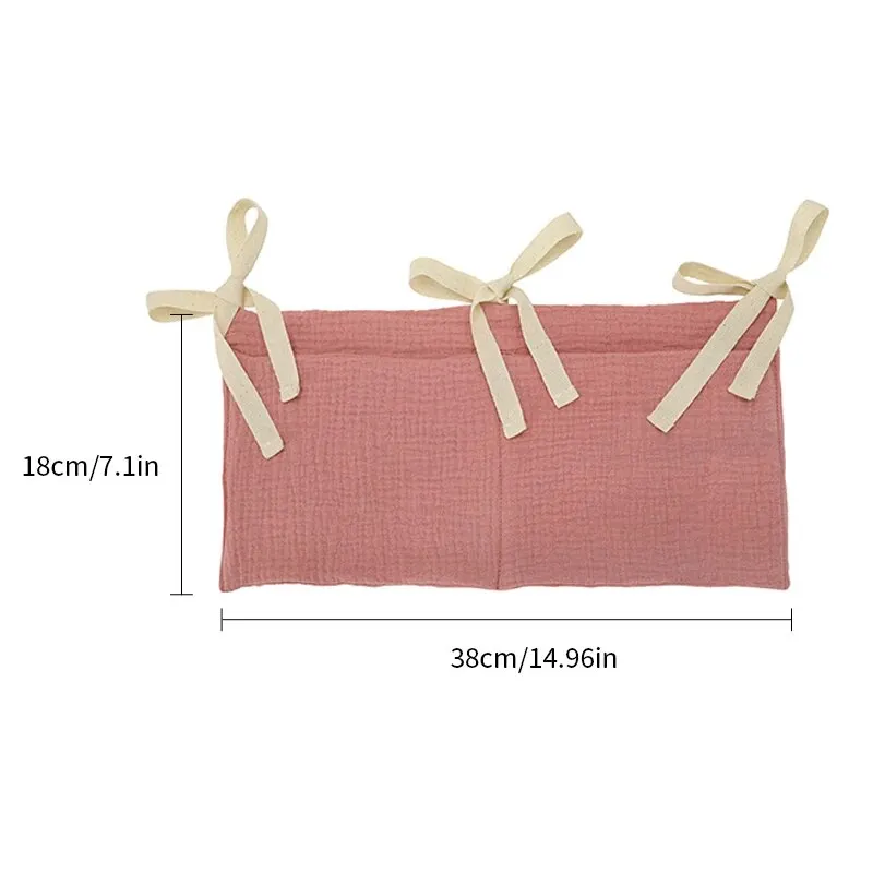 Storage Bag 1PCS Crib Fence Stroller Pure Cotton Double Compartment Diaper Bottle Teething Toy Decorative