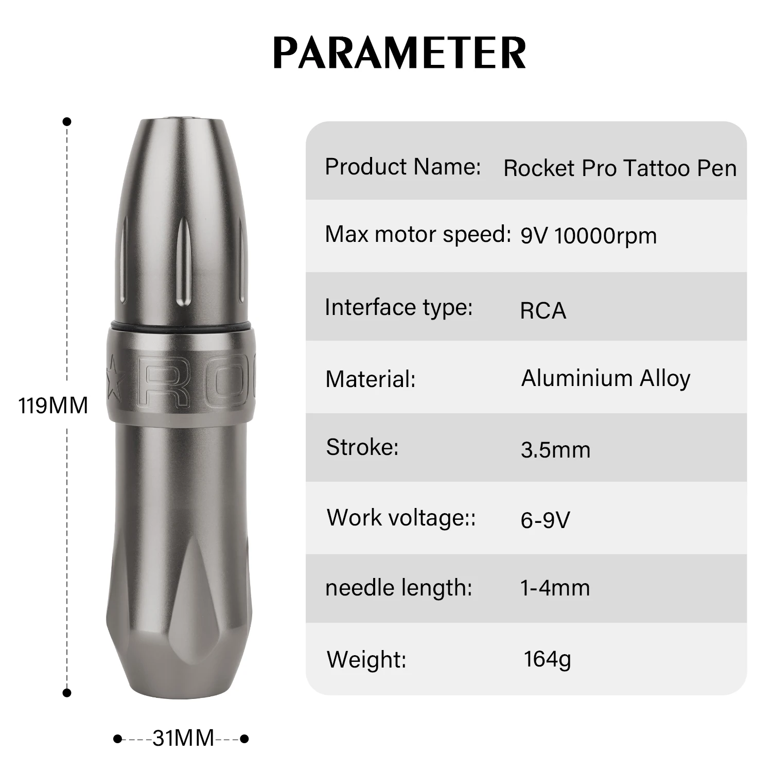 ROCKET Rotary Tattoo Rotary Pen Professional Permanent Makeup Machine Body Art Powerful Motor Shader & Liner for Tattoo Artist