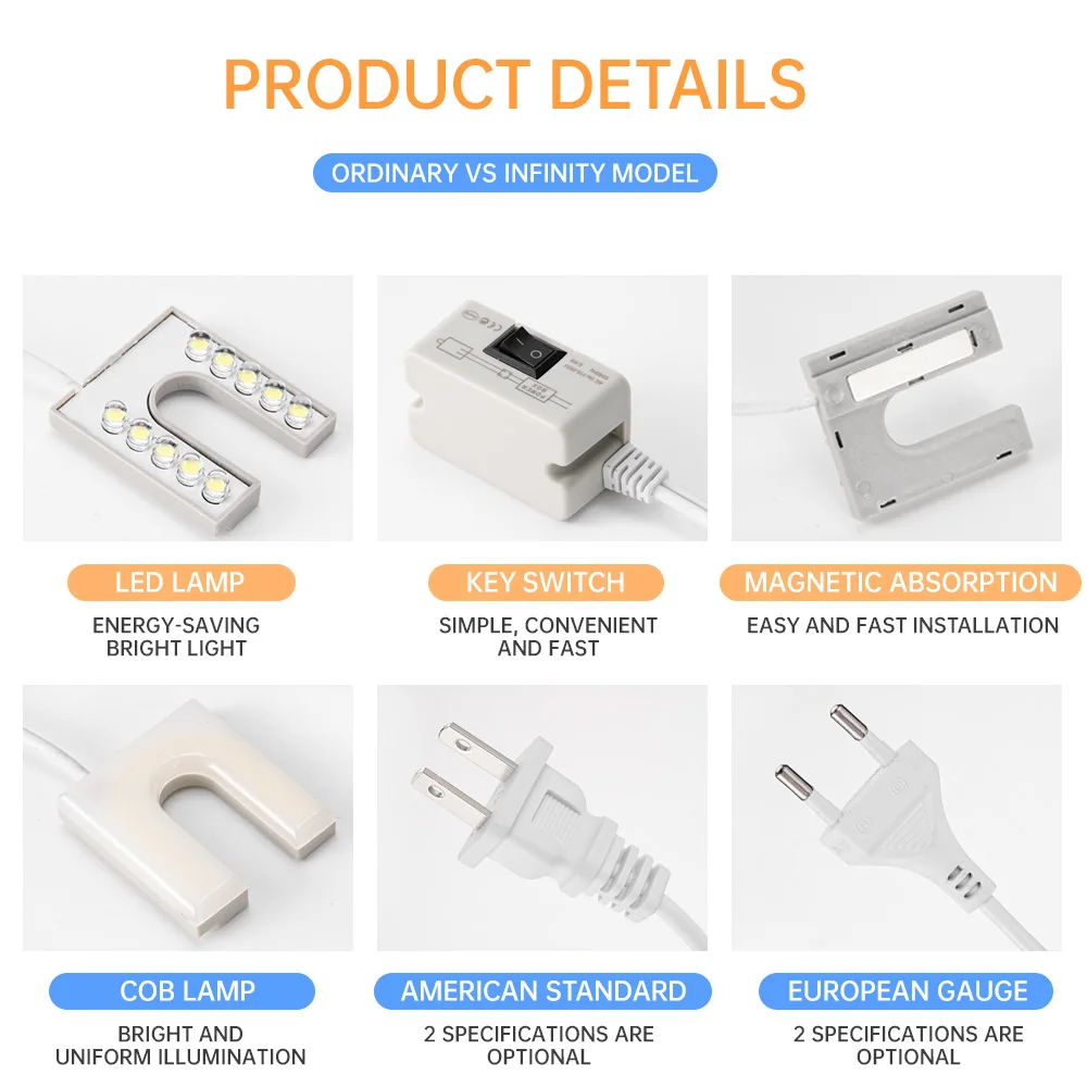 Sewing Machine Light Sewing Machine LED Light Industrial Lighting Lamp Magnetic Working Lights for Drill Presses Workbench EU/US Plug