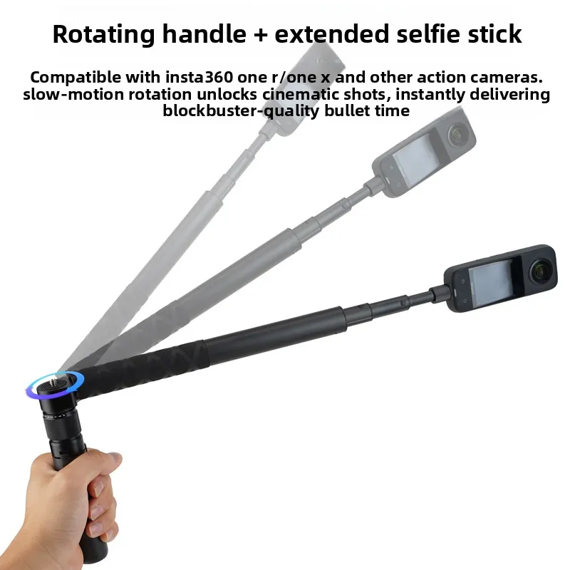 Bâton selfie 1.2m pour caméra d'action, extensible et léger, idéal pour les prises de vue en hauteur.