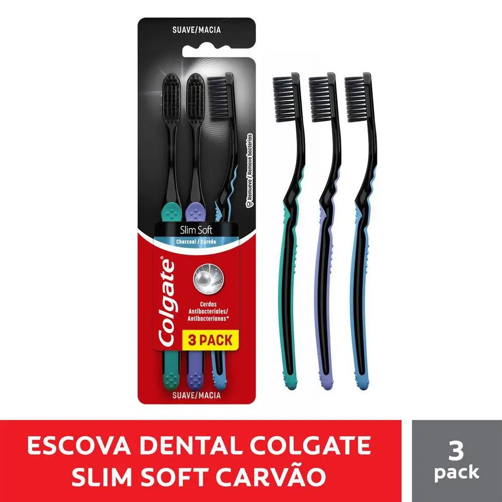 Colgate Slim Soft Black Toothbrush Pack (2 Units) - 17X Thinner Tips for Delicate Cleaning