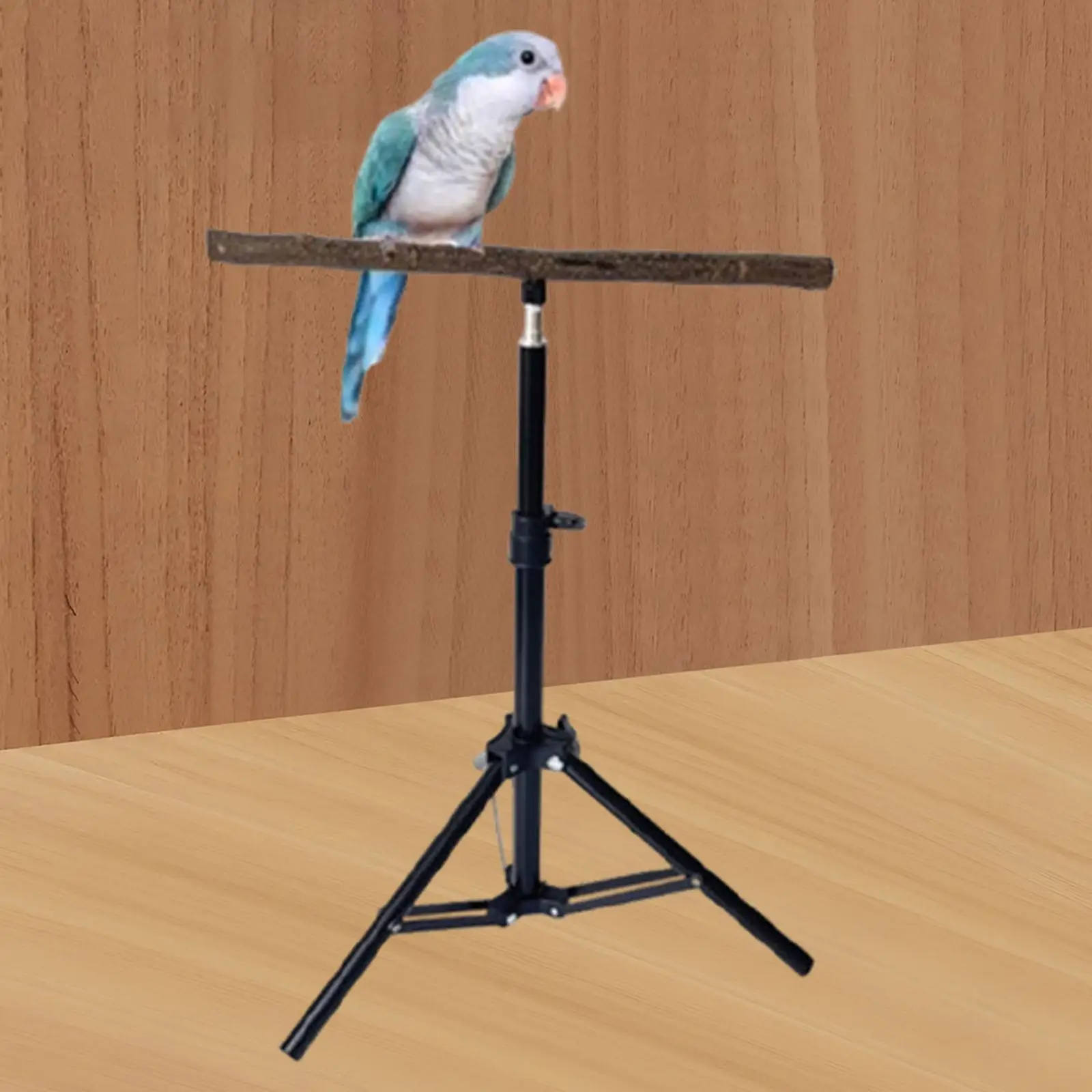 Wooden Parrot Perch Height Adjustable Tripod Stable Exercise Toy Parrot Floor Stand Pet Supplies for Finches