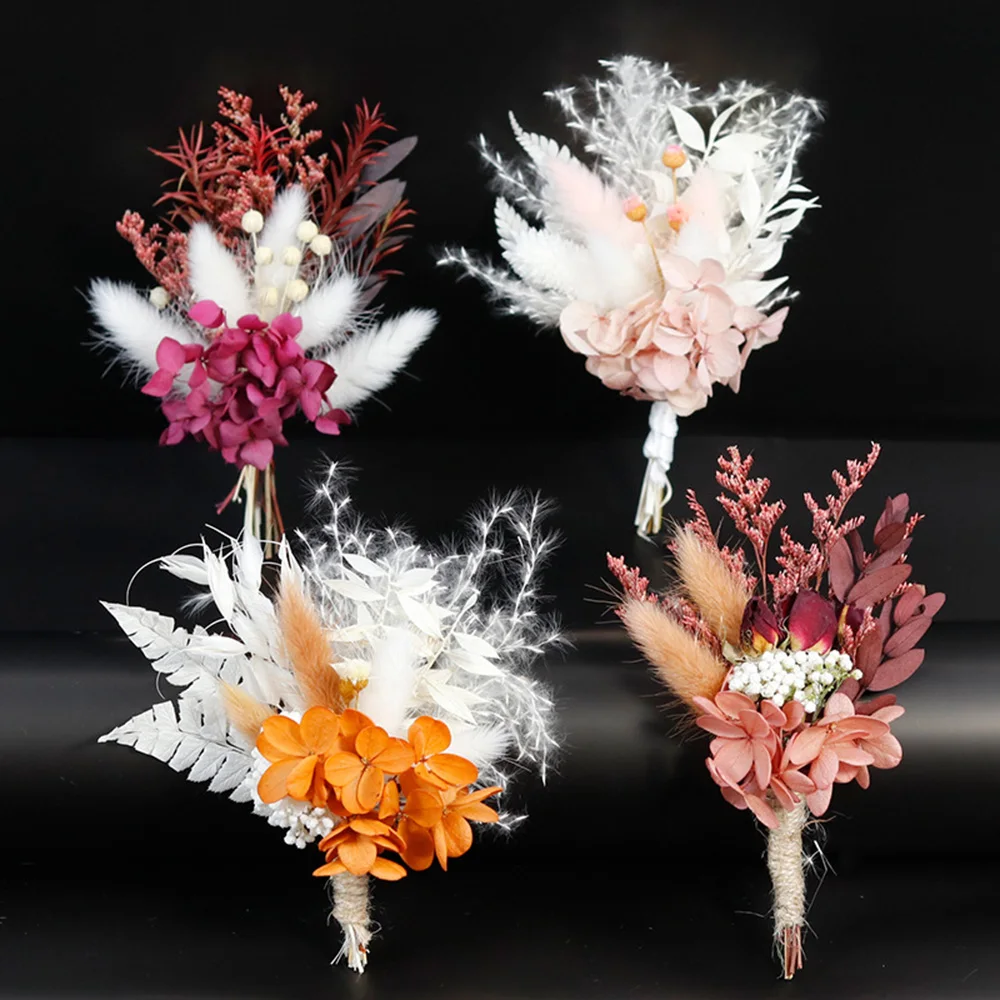 Mini Artificial Plants Colorful Bouquet Wedding Corsage Natural Dry Flower Material Country Boho  DIY Crafts Home Decoration