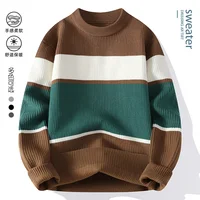 2024  Winter Fashion Sweater Men  Casual Knit Pullovers Mens Thick Warm  Loose Knitted Sweaters O-Neck Streetwear Man 1