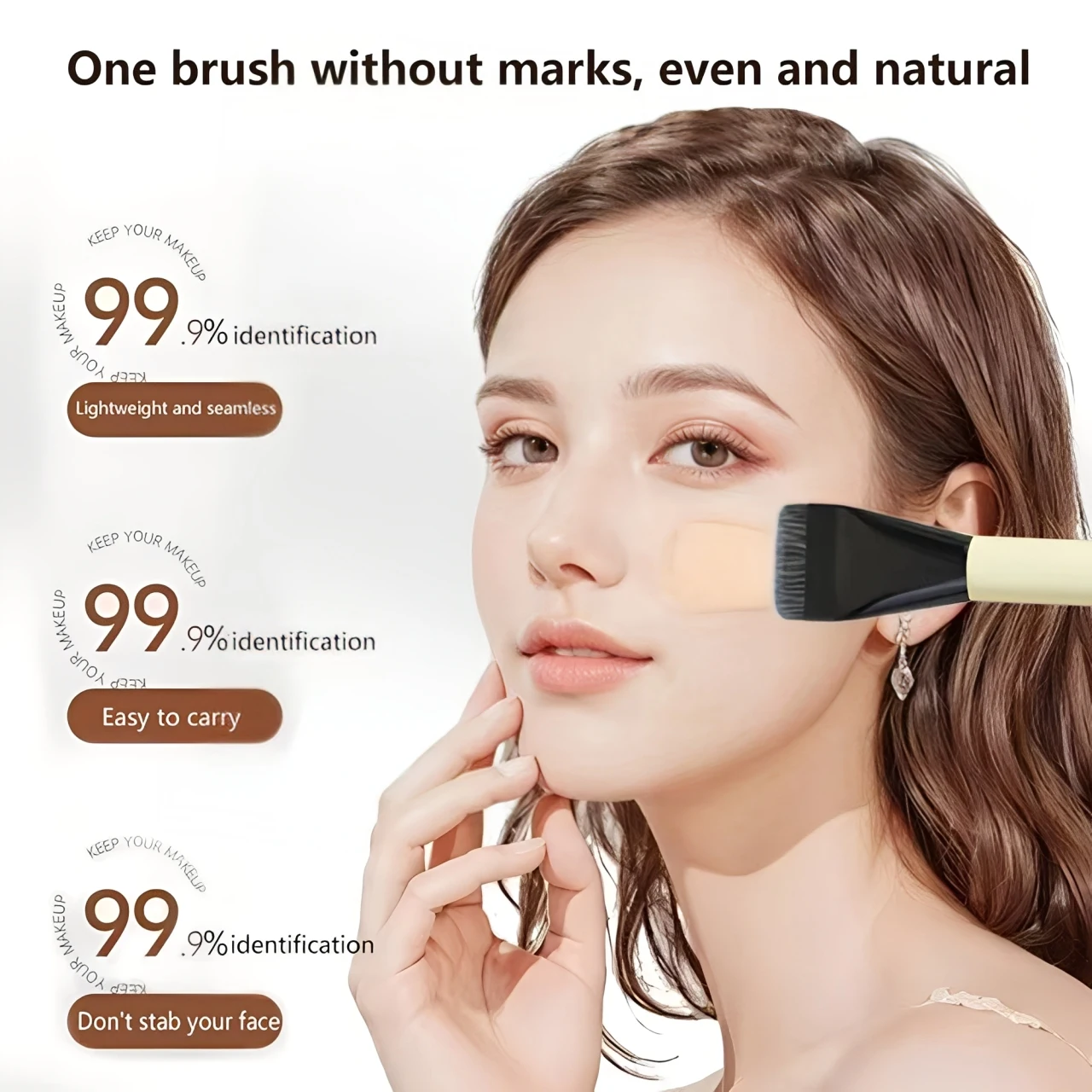 Portable Double Ended Beauty Brush Soft Bristled Foundation Brush Contour Powder and Concealer Brush Multifunctional Beauty Tool