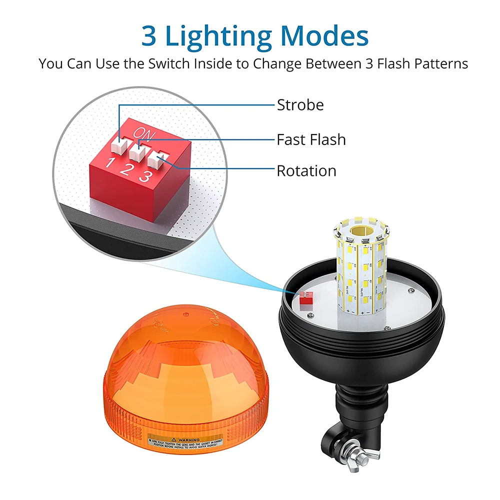 40 LED Magnetic Beacon Strobe Light - 12V-24V Emergency Warning Light For Vehicles - View #4