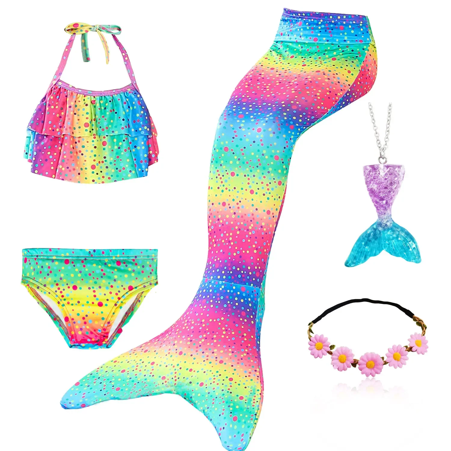Girls Mermaid Tail Swim Costume Kids Mermaid Fish Tail Children Costume Swimsuit Cosplay Can Add Monofin