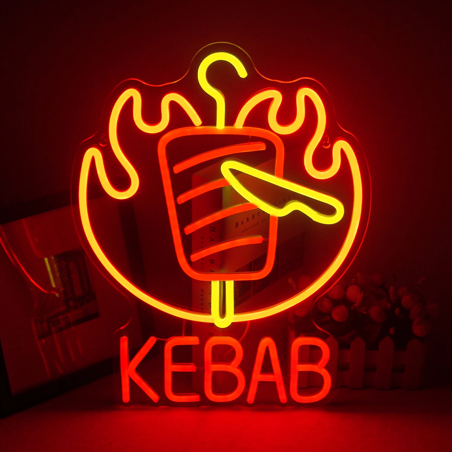 BBQ Neon Signs Kebab Neon Lights Sign Led Signs for Wall Decor Suitable for Barbecue Restaurant Bar Christmas Art Wall Decor