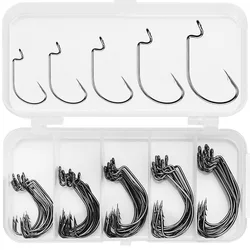 Small Crank Fishing Hook Set - Black Nickel, 50 Pieces (50PCs)