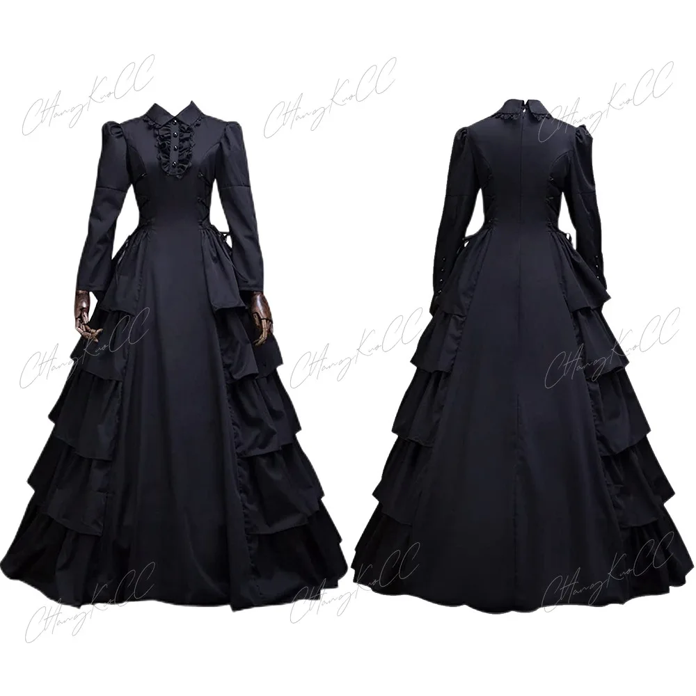 

Женское платье в викторианском стиле 19-го поколения, черное роскошное платье в готическом стиле, бальное платье в стиле ретро, эпохи Возрождения, Лолита, Платье Макси