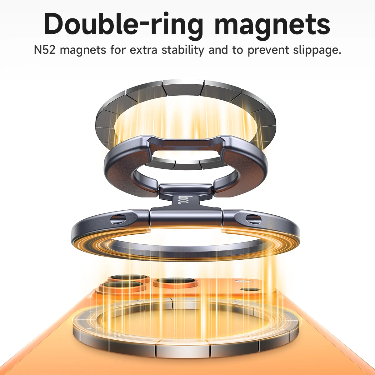 Magnetic Phone Ring Holder with Removable Grip and Kickstand - Mobile Phone Bracket