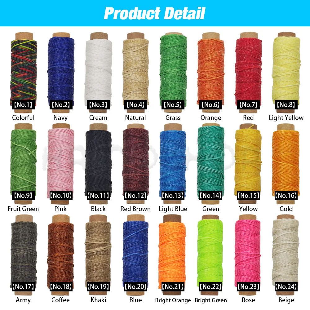 Description Picture 2 of item12/30/50M 150D 0.8mm Thickness Flat Waxed Thread Waxed Cord Hand Stitching Thread Flat Waxed Sewing Line For Leathercraft DIY