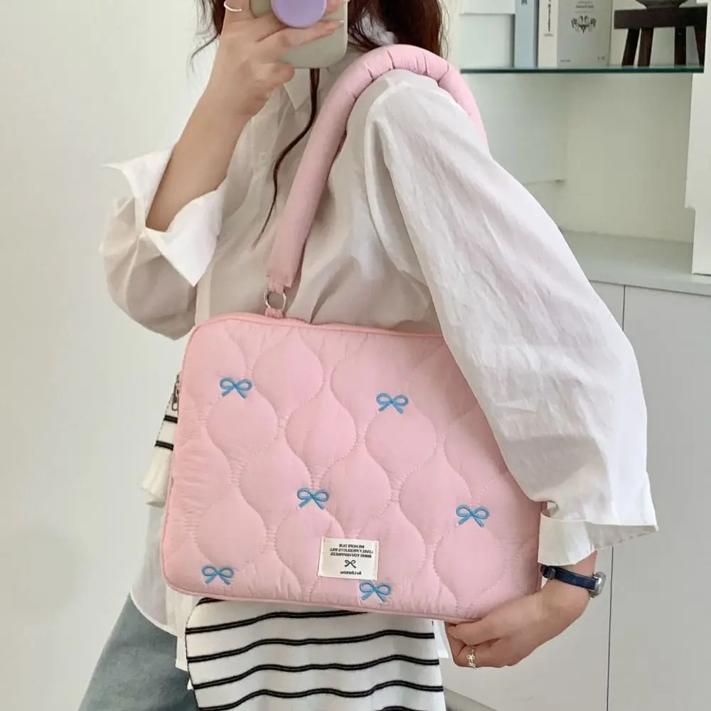 Elegant Large Capacity Bowknot Laptop Shoulder Bag - Shockproof & Multifunctional Handbag