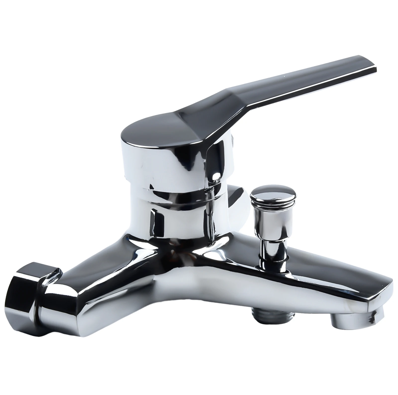 

Modern Zinc Alloy Basin Faucets Chrome Wall Mounted Dual Spout for Hot and Cold Water Effortless Press Switch Control