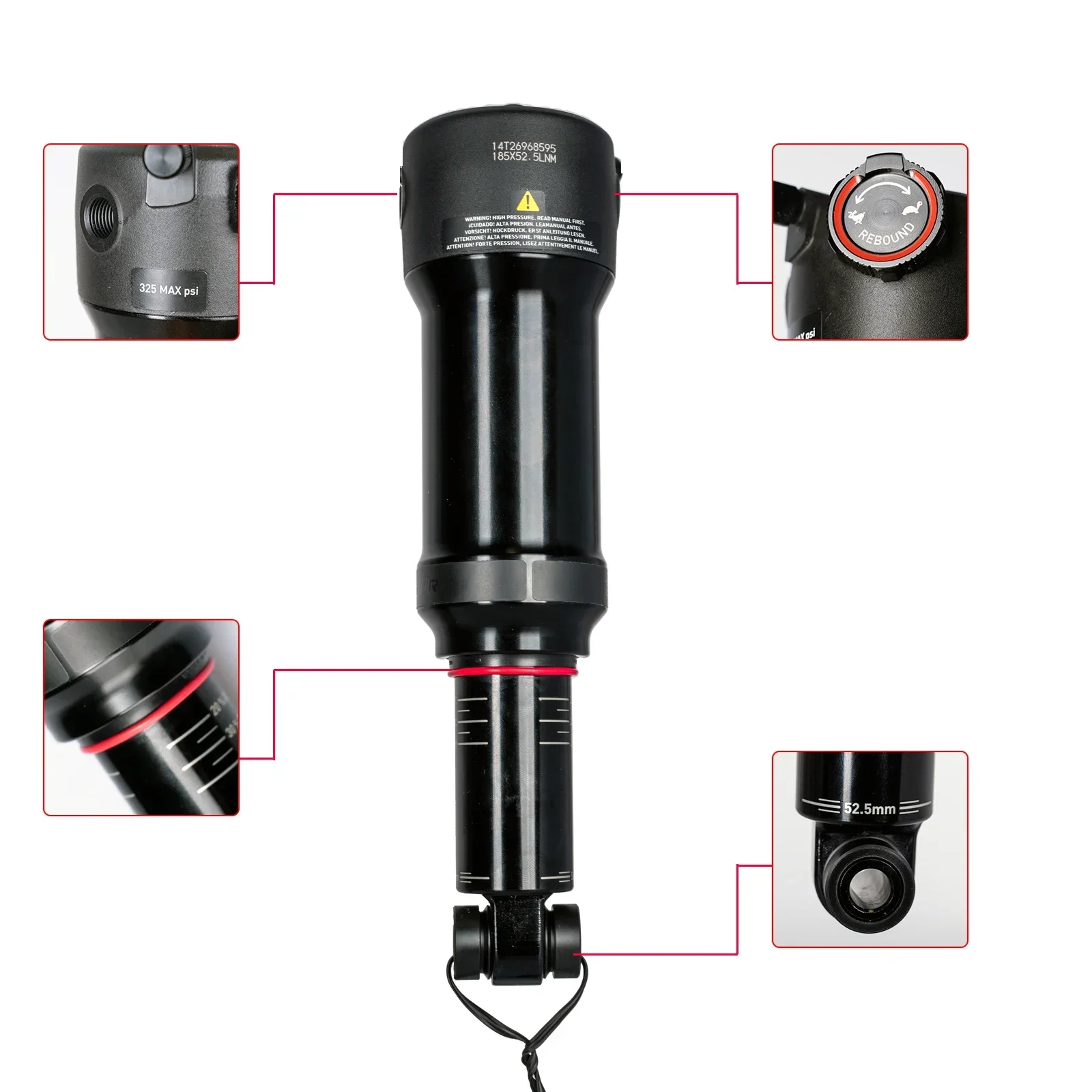 Ammortizzatore ad aria per tournocchi ROCKSHOX Deluxe 185x52,5 mm