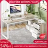 Desk with Drawers, 55 Inch L Shaped Computer Desk with Storage Shelves, Corner Desk with Removable Monitor Stand, Study 2