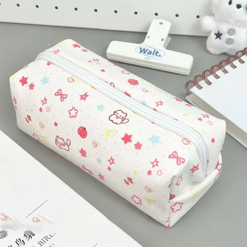 귀여운 고양이 인쇄 연필 케이스 가방 파우치 가르치기 선물 가제트 가방 보관 메이크업 가방 고정식 가방