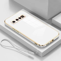 Luxury Plating Lanyard Silicone Case - Premium Back Cover with Elegant Design - S20 (ZBSS White)