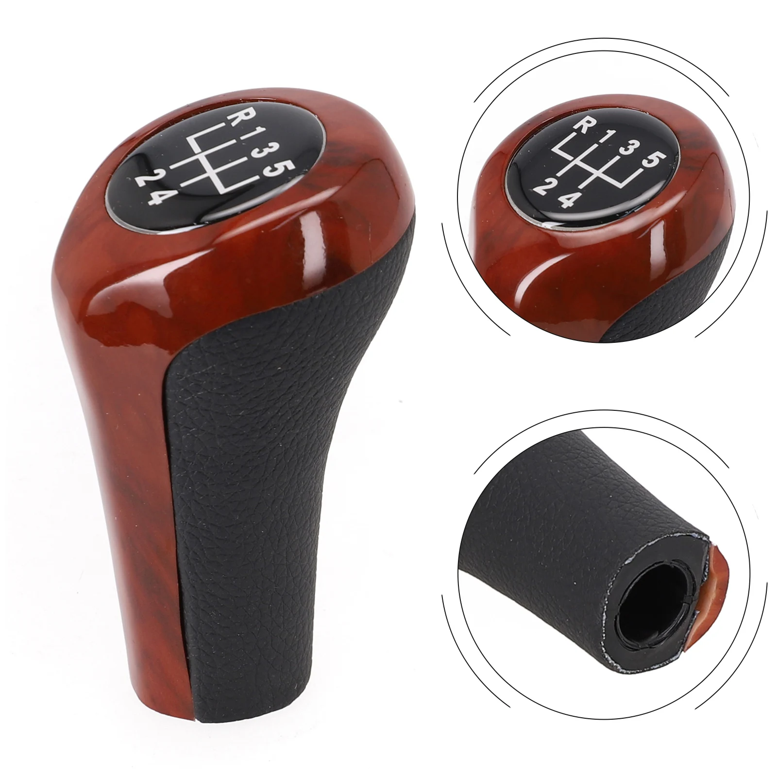 

5/6 Speed Gear Shift Knob Wood Grain Leather For BMW E30 E36 E46 E39 E34 Z3 E53 Woodgrain Leather Shifter Header