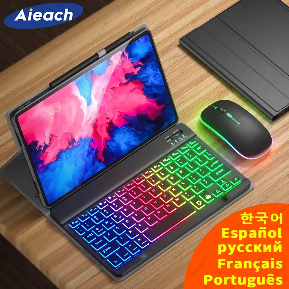 AIEACH Keyboard Case For Lenovo Tab P11 Pro P11 Plus P12 M10 3rd gen Case Bluetooth Keyboard Mouse Cover For Xiaoxin Pad 2022