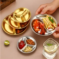 Stainless Steel Korean Sauce Dish Round Seasoning Serving Tray Soy Sauce Spice Condiment Dipping Plate Hotpot Barbecue Tableware 1