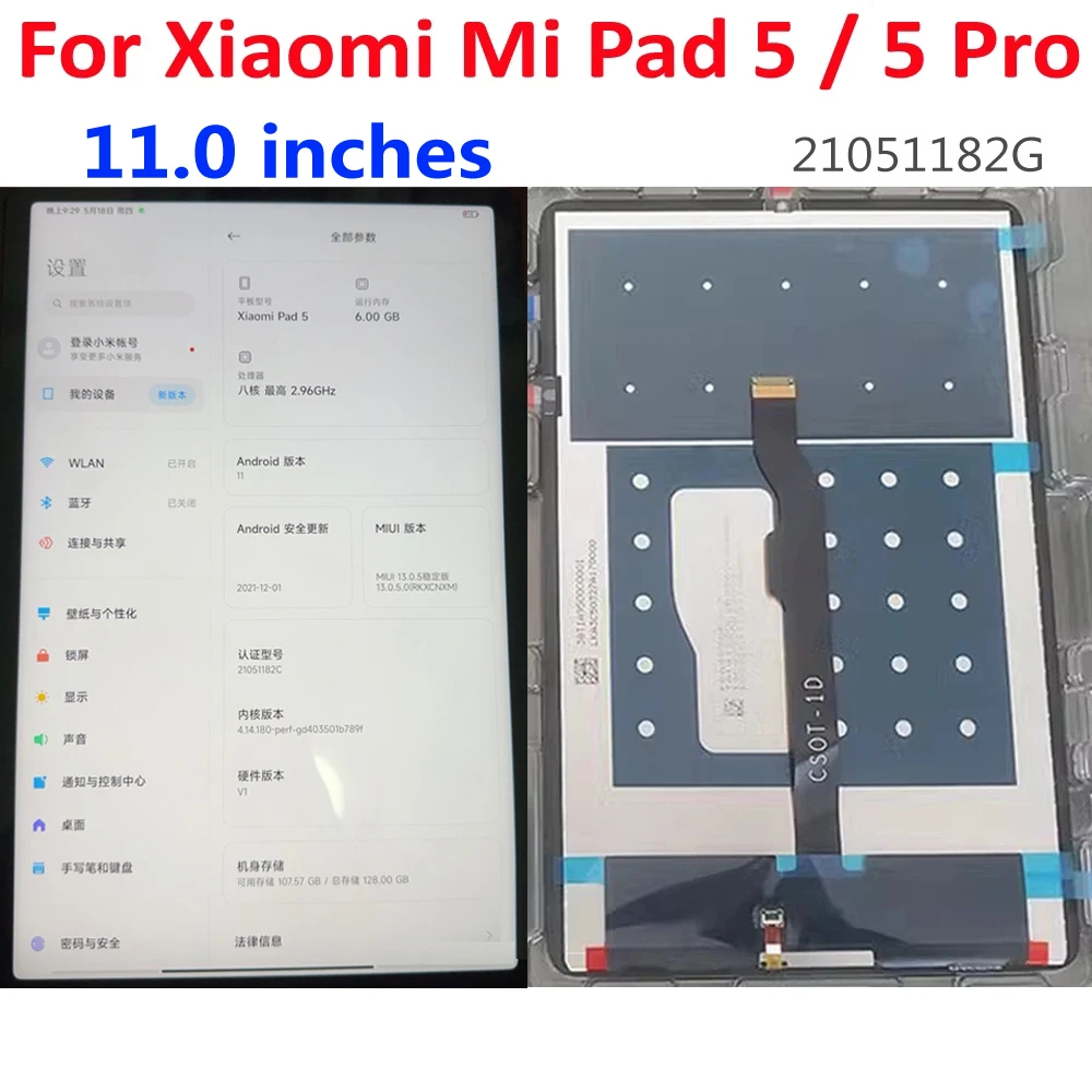 Original For 11' Xiaomi Mi Pad 5 Pro Mi Pad5 21051182g Lcd Display Screen  Touch Panel Digitizer Assembly Glass Sensor Pantalla - Mobile Phone Lcd  Screens - AliExpress